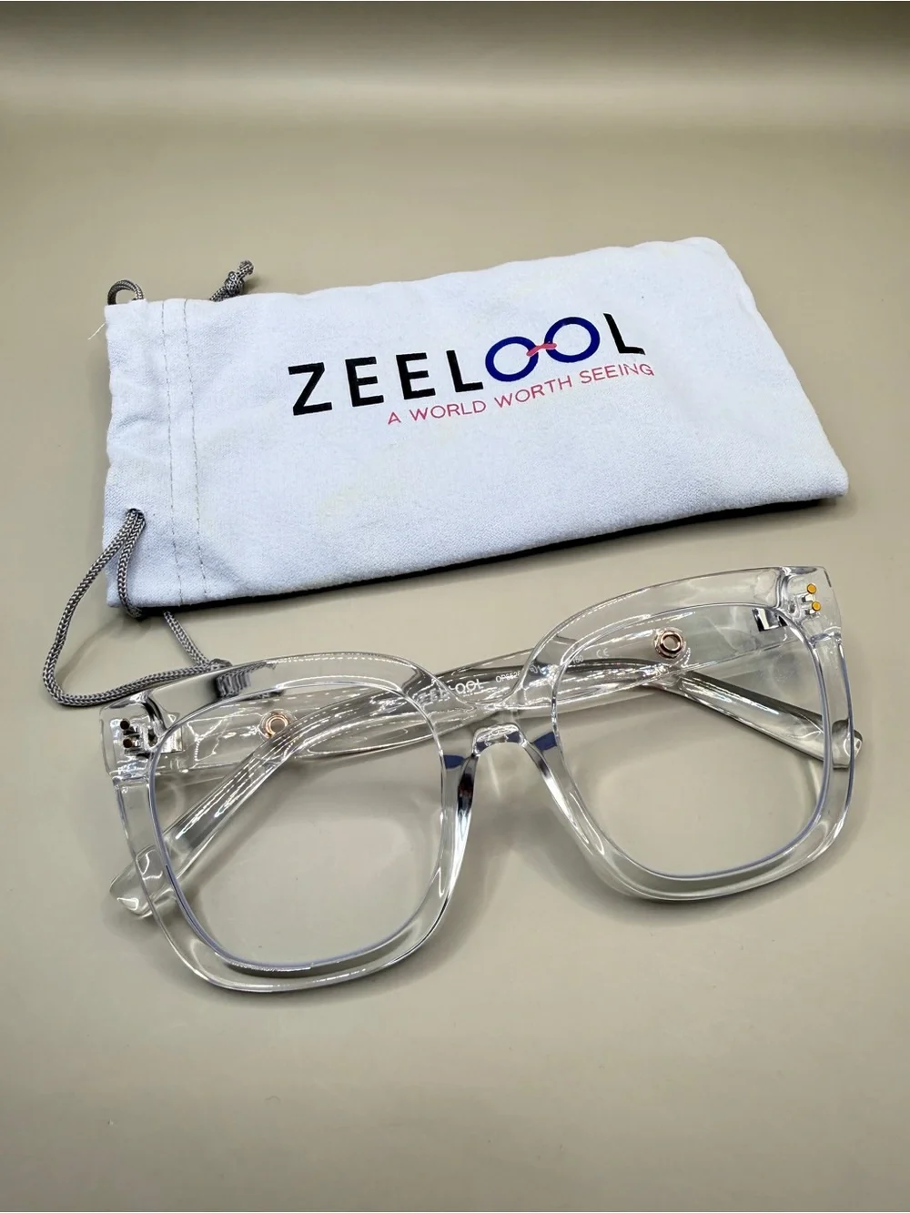 Zeelool Clear Oversized Square Glasses, no prescription